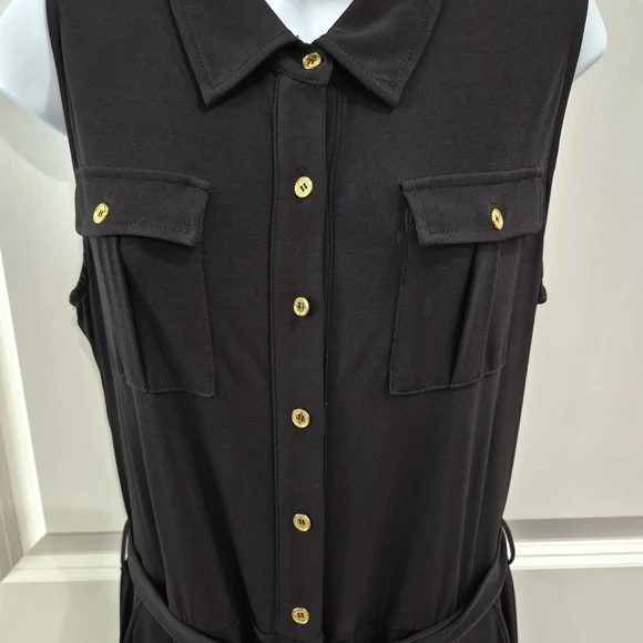 Calvin Klein Black and Gold Maxi Jumpsuit with Wide-Leg Design - Picture 5 of 8